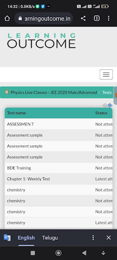 Android application Learning Outcome screenshort