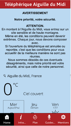 Android application Téléphérique Aiguille du Midi screenshort