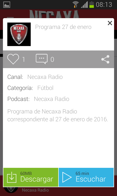 Android application Necaxa Radio screenshort
