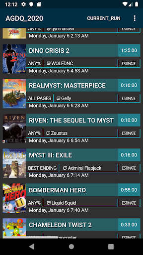Android application Speedrun Schedule for GDQ screenshort
