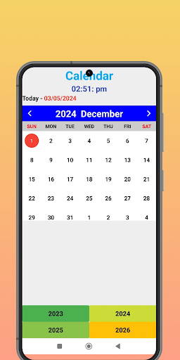 Android application 2025 Calendar screenshort