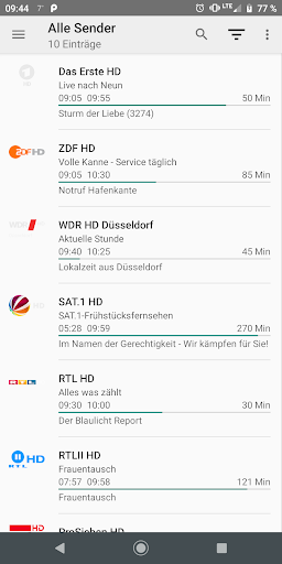 Android application TVHClient screenshort
