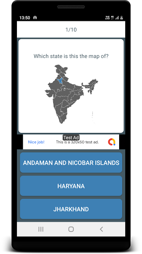 Android application Indian States Capitals Quiz screenshort