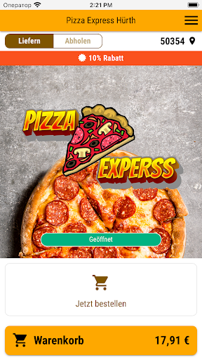 Android application Pizza Express Hürth screenshort