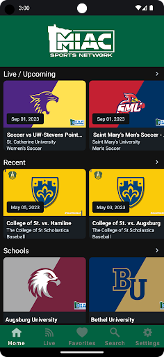 Android application MIAC Sports Network screenshort