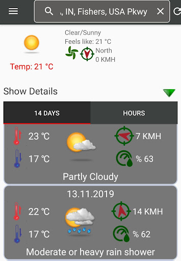 Android application Weather Forecast. 14 Day screenshort