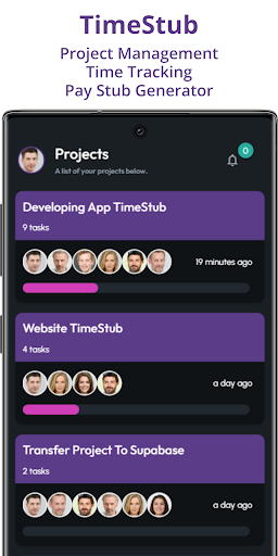 Android application TimeStub: Project Management screenshort
