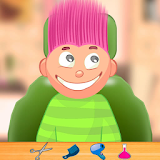 Child game / pink hair cut icon