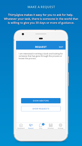 Thirty2give Mentor, Mentee App Screen 3