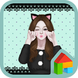 lovely girl cat dodol theme icon