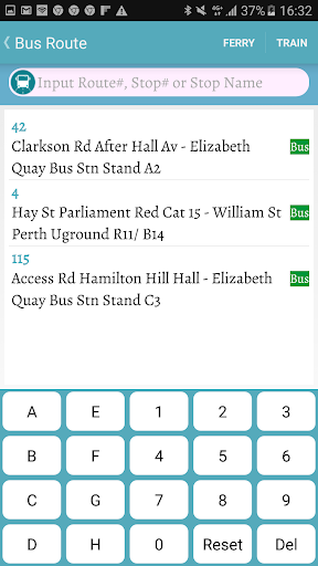 Perth Bus Timetable Screen 2