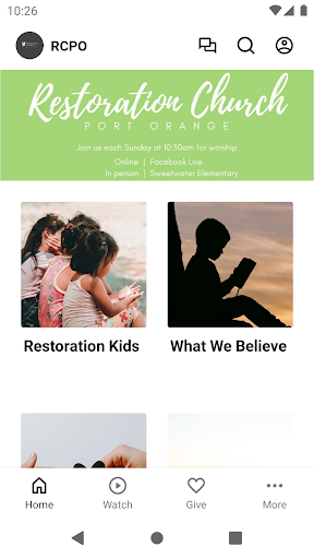 Android application Restoration Church - FL screenshort