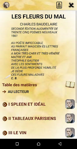 Android application Les Fleurs du Mal - Baudelaire screenshort