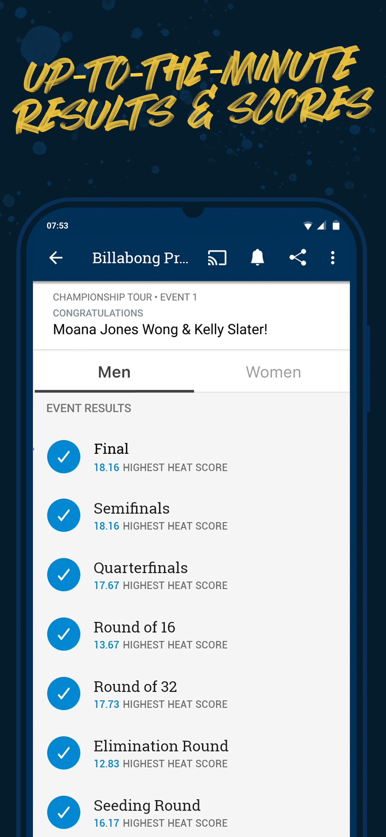 Android application World Surf League screenshort