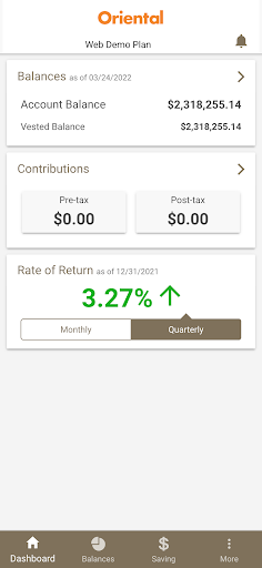 Oriental 401K Plan Screen 2