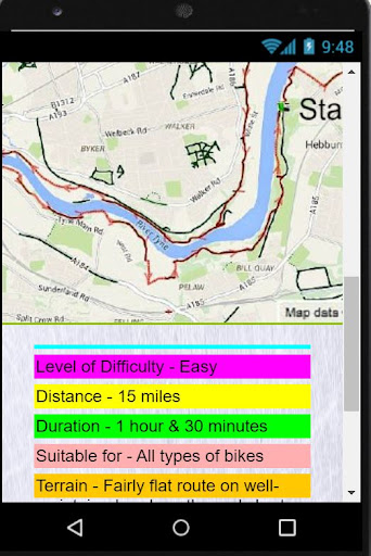 Satnav Cycle Routes-Newcastle1 Screen 2