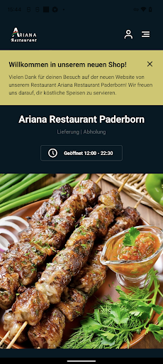 Android application Ariana Restaurant Paderborn screenshort
