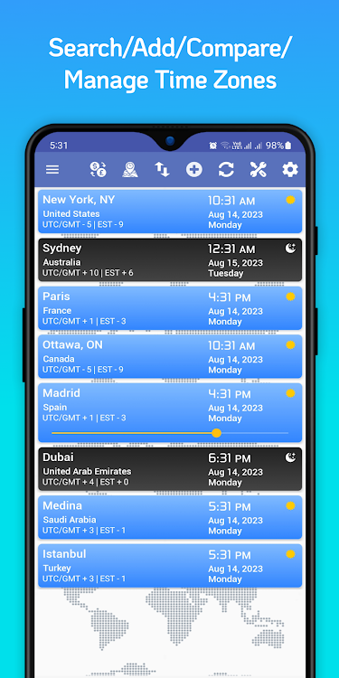 World Time Zone Clock Time now - 4.7.2 - (Android)