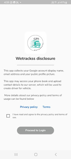 Android application WETRACKSS screenshort
