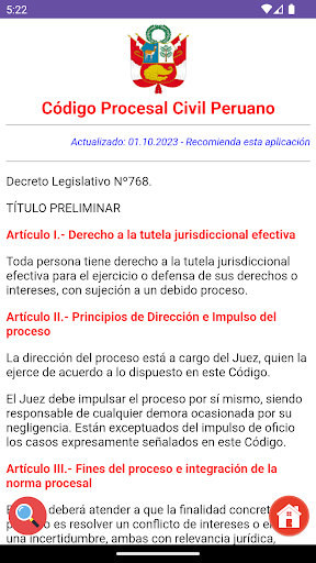 Android application Código Procesal Civil Peruano screenshort