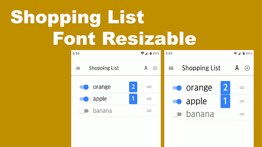 Android application Shopping List - Big Font screenshort