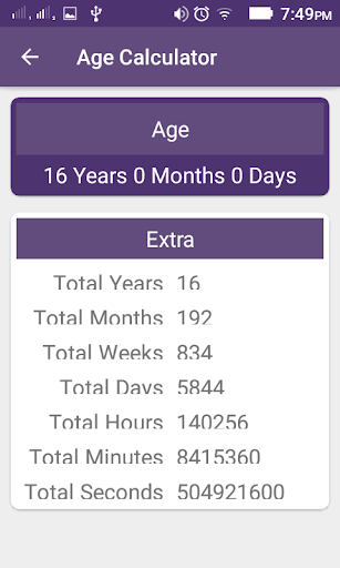 Age Calculator Screen 2