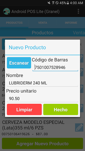 Android application Android POS Lite (Granel) screenshort