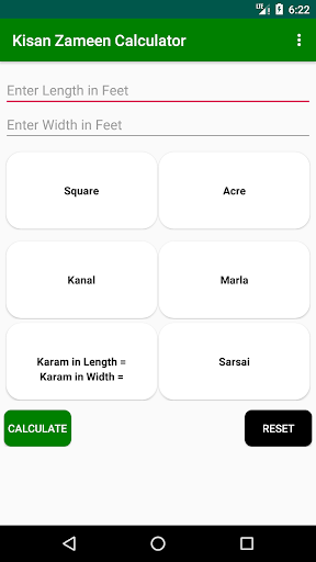 Android application Kisan Zameen Calculator screenshort