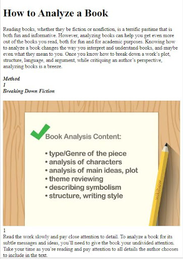 Android application How to Analyze a Book screenshort
