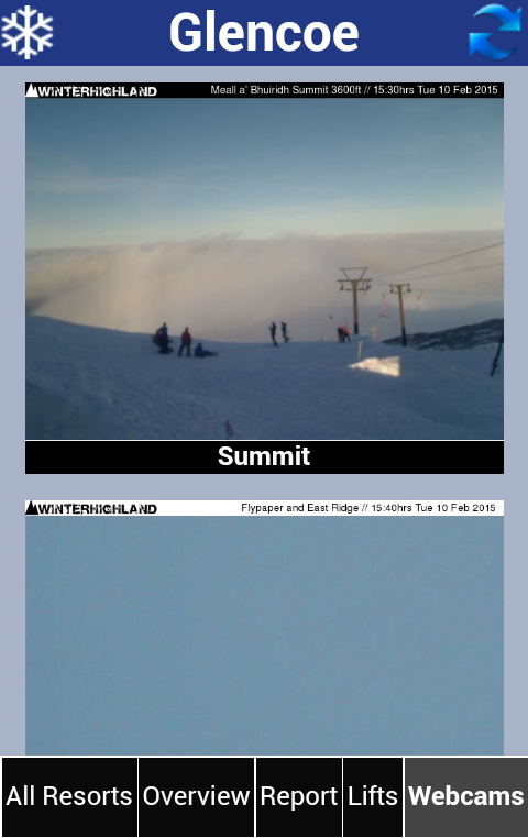 Android application Winterhighland Snow Reports screenshort