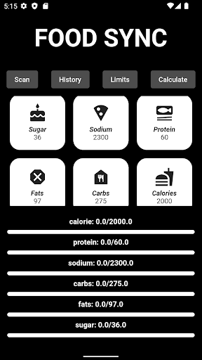 Android application Food Sync screenshort
