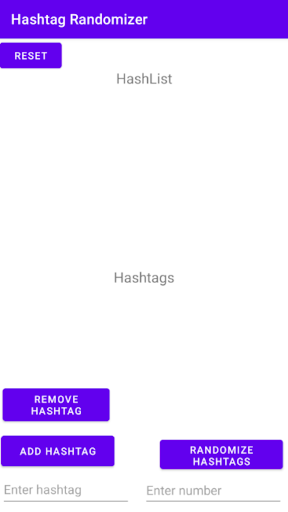 Android application Hashtag Randomizer screenshort