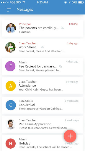 Android application Hello Parent - School App, Mes screenshort