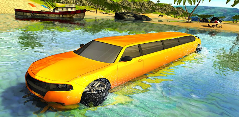 Beach Water Surfer Limousine Car Driving Simulator