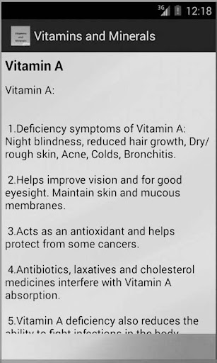 Vitamins and Minerals Screen 3