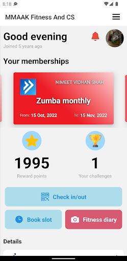Android application MMAAK Fitness And CS screenshort