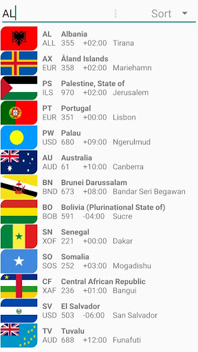 Android application Country and City screenshort