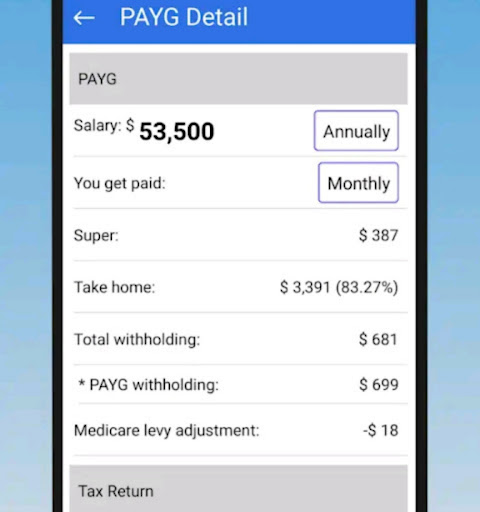 Australia Tax Calculator App Screen 3