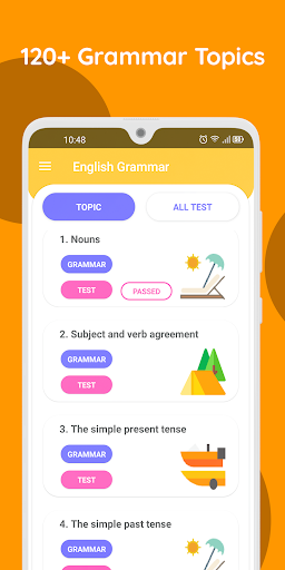 Screenshot of English Grammar Test