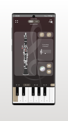 Screenshot of Clarinet Fingering Chart Tool
