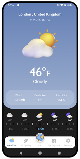 Android application Climate : Radar & Earthquake screenshort