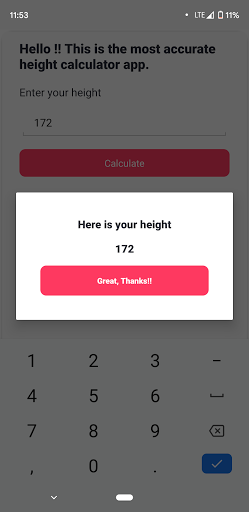 Android application Height Calculator screenshort