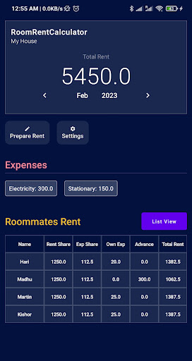 RoomRentCalculator Screen 2