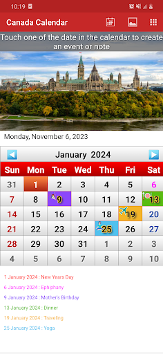 Canada Calendar 2024 Screen 2