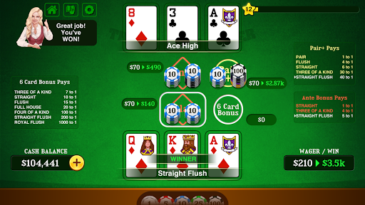 Triple Card Poker 1.4 screenshots 1