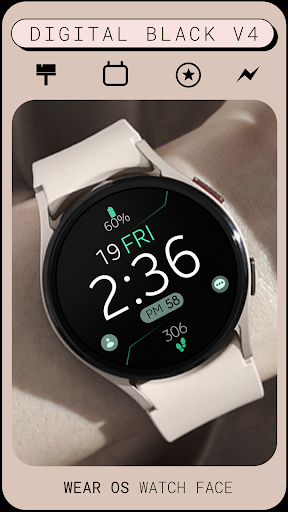 Digital Black v4 watch face Screen 2