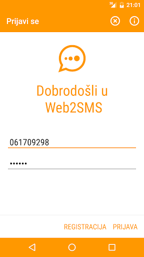 Android application BH Telecom Web2SMS v2 screenshort