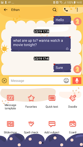 Screenshot of NextSMS Cute book skin