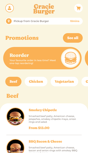 Android application Gracie Burger screenshort