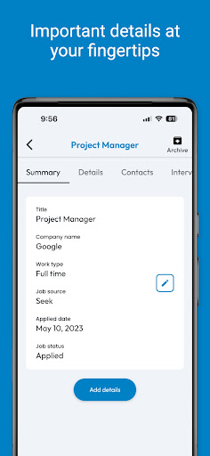 JobScope - Track your jobs Screen 2
